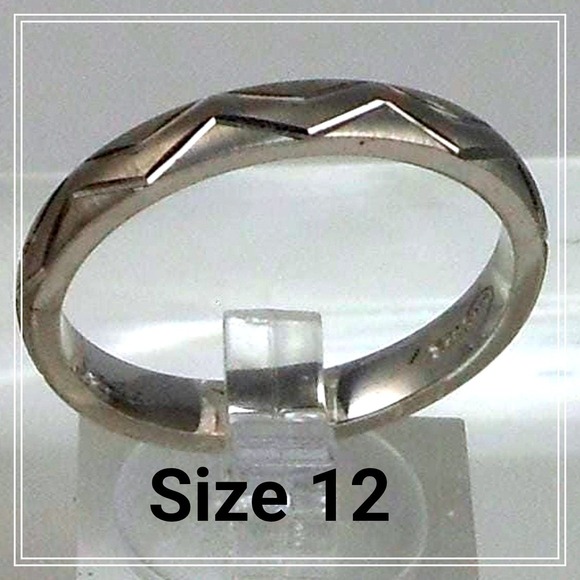 Vintage Other - Vintage 925 Sterling Silver‎ Diamond-Cut Ring Thailand Handcrafted Size 12 NOS